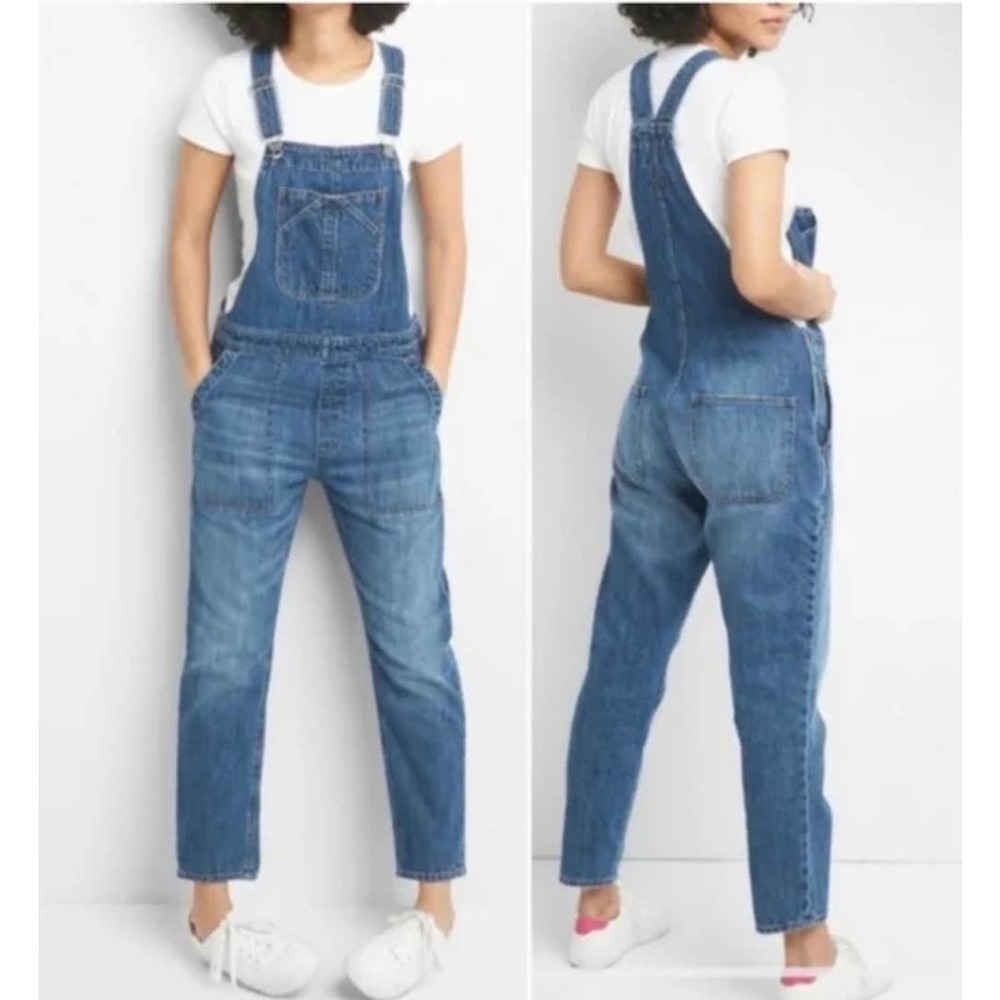 Gap Size XS Slouchy Cropped Denim Bib Overalls